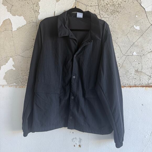 Gym Shark Jacket Rest Day Commute Mens L Snap Front Nylon Coat Athleisure Sporty - Picture 2 of 12